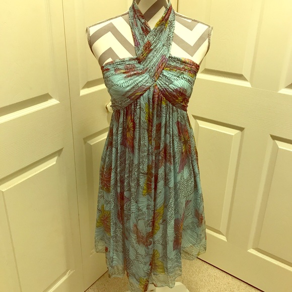 Black Halo Butterfly Silk Halter Dress - Picture 2 of 6